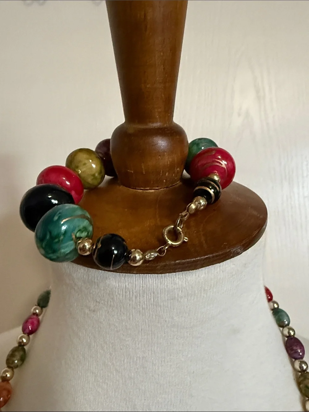 Vintage 1980s Multicolor Necklace & Matching Bracelet Set